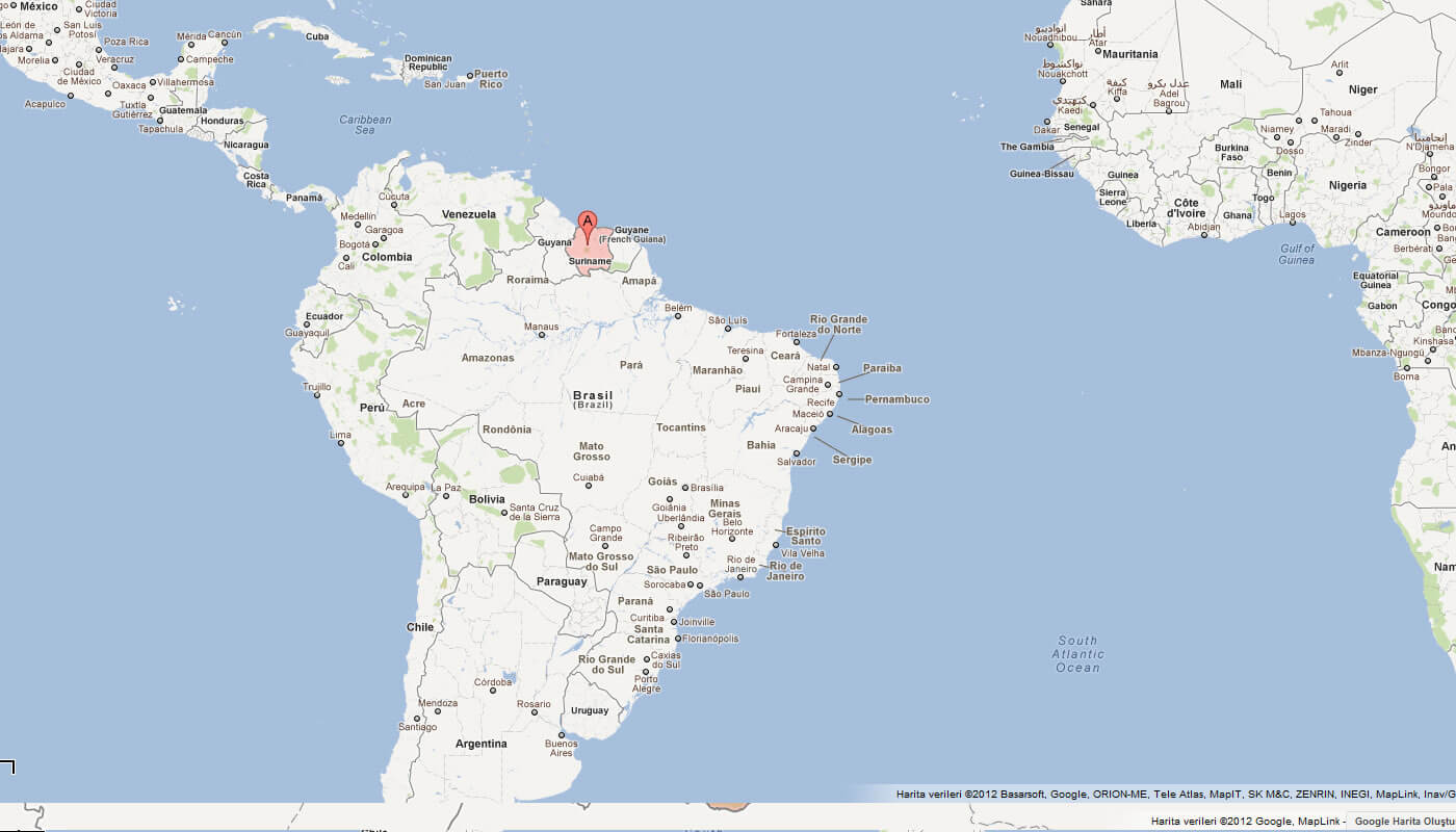 map of Suriname south america